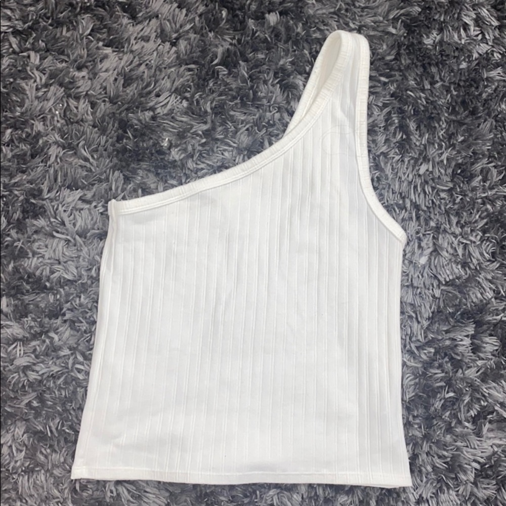 One Shoulder White Top